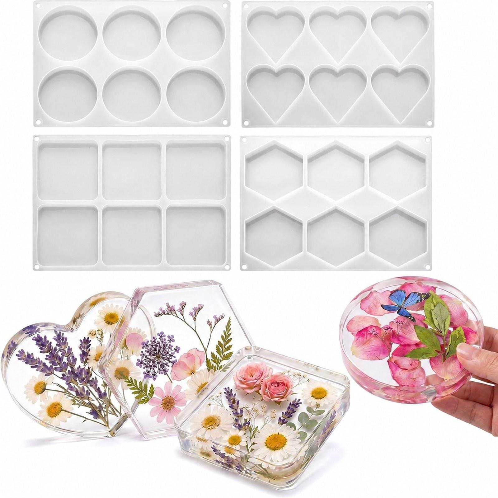 4Pcs Deep Resin Coaster Molds  - Soap Making Gel review and price