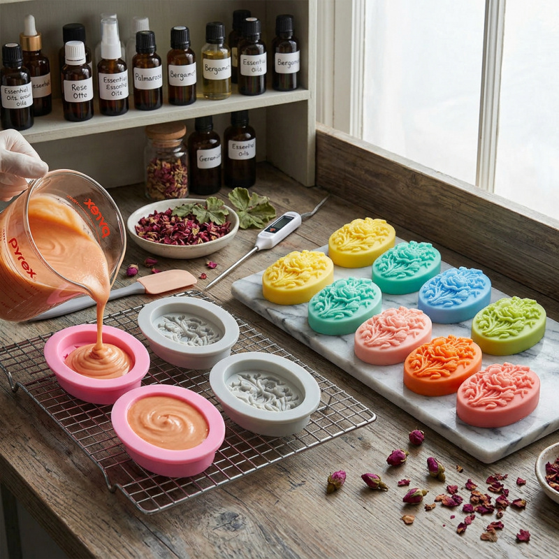 4 Silicone mold with flower sh - Soap Making Gel review and price